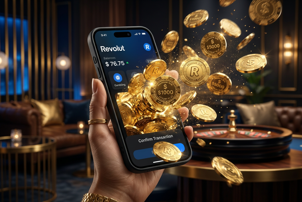 Vizuál bonusů v online kasinu s Revolut aplikací a zlatými žetony