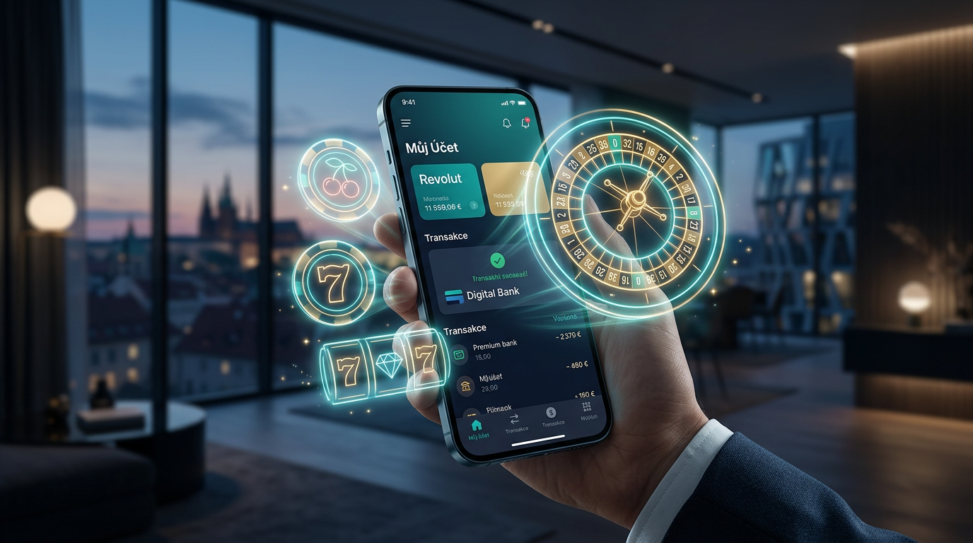 Moderní Revolut casino rozhraní s herními prvky