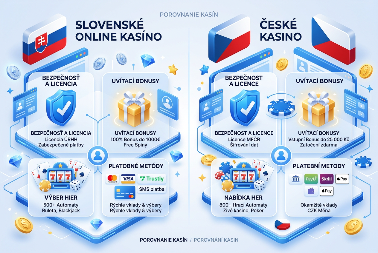 Grafické srovnání bonusů a výhod různých typů casin
